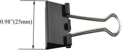 HAHIYO Binder Clips Paper Clamps Spring Steel Sturdy Small 0.98 inches Width 0.37 Inch Capacity No Sharp Edges Heavy Duty Tight Grip Reusable Black Metal Bright Finish for Home Office School 28 Pack