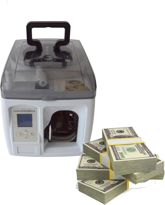 INTBUYING Currency Binding Machine Paper Tape Banding Machine Intelligent Money Packer Packing Bank Note Machine 110v for Packing Money