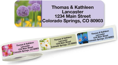 Colorful Images Floral Fantasy Rolled Personalized Return Address Mailing Labels with Dispenser, Customize with Name & Shipping Address, 250 ¾” x 2½” Self Adhesive, Easy Peel Label Roll