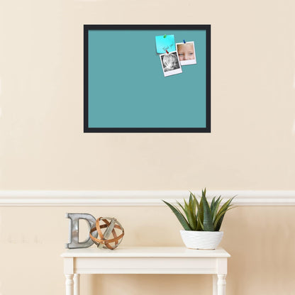 PinPix 24x20 Inch Cork Bulletin Board. This Decorative Framed Pin Board Comes with Aqua Pastel Design and a Satin Black Frame. Ideal for Home Office Decor or Message Board (PinPix-1806)
