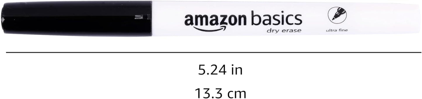 Amazon Basics Low Odor Ultra Fine Tip Dry Erase White Board Markers, Assorted Colors, 12-Pack