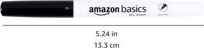 Amazon Basics Low Odor Ultra Fine Tip Dry Erase White Board Markers, Assorted Colors, 12-Pack