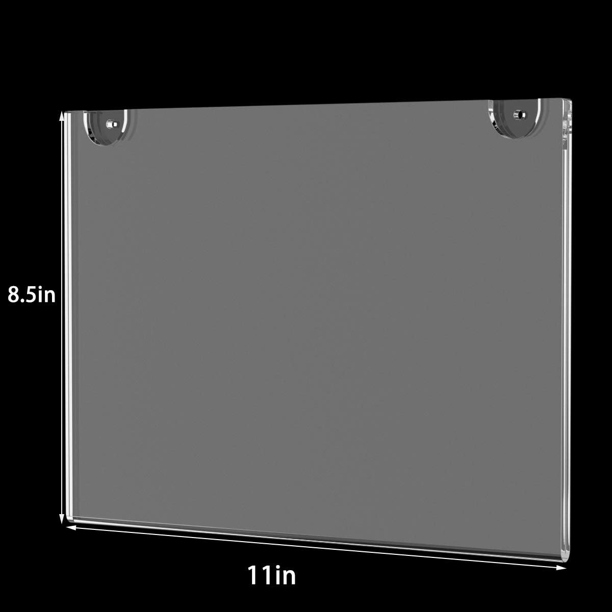 HIIMIEI Acrylic Wall Mount Sign Holder 8.5 x 11 Inches Horizontal 6 Pack, Clear Paper Document Holder, Wall Mount Ad Frame with 3m Tape Adhesives & Screws