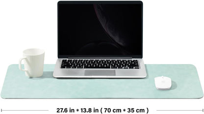 Distressed Leather Desk Mat - Non-Slip PU Desk Pad for Office and Home - Desk Organization and Accessories - Ideal for Large Mouse Pad and Desk Mats on Top of Desks(Mint Green,27.6"x 13.8")