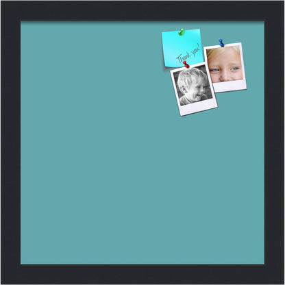 PinPix 12x12 Inch Cork Bulletin Board. This Decorative Framed Pin Board Comes with Aqua Pastel Design and a Satin Black Frame. Ideal for Home Office Decor or Message Board (PinPix-1806)