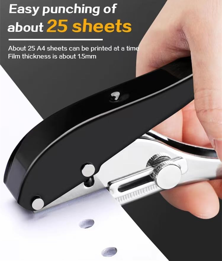 Single Hole Punch Heavy Duty Hole Puncher Single Handheld Paper Punch Small Hole Puncher One Hole Punch for Crafts Paper Cards Tags Scrapbook Plastic Cardboard-3/8 inch-10mm,Black