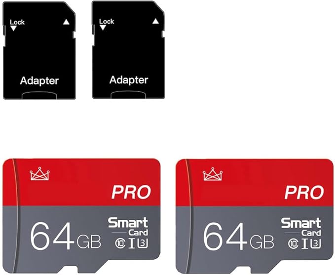 Micro Memory Card 64GB 2-Pack Memory Cards 64GB with Adapter Class 10 High Speed Mini TF SD Card for Smartphones/Camera/Tablet 2-PCS