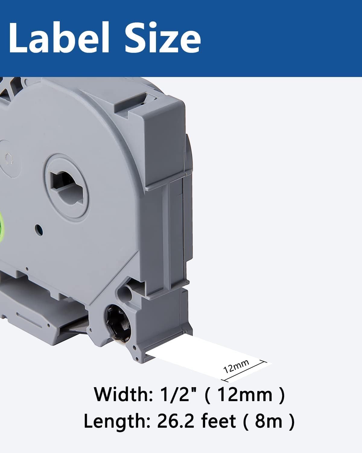 Tze TZ Tape 12mm 0.47 Laminated White Compatible for Brother Label Maker Tape 12mm 1/2" Black on White Tape for Ptouch PT PTD200 PTD410 D210 D220 D610 P710BT PTH110, 20-Pack