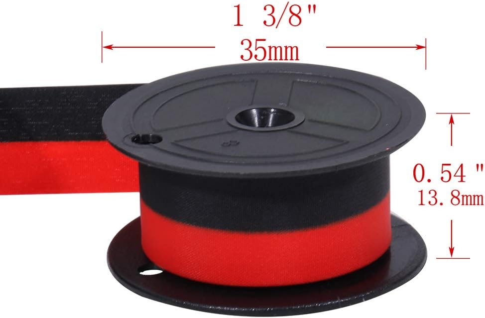 Bigger Replacement for Porelon 11216 Universal Twin Spool Calculator Ribbon for Nukote BR80c, Sharp EL-1197PIII, Dataproducts R3027, Casio DR-210R, Canon MP11DX MP25DV, Black and Red, 3 Pack
