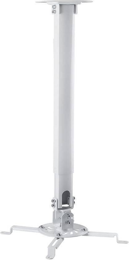 Mount-IT! Projector Ceiling Mount [30 lbs Capacity] Universal Bracket | 360 Full Motion with Tilt and Swivel Rotate | Adjustable Pole Height from 21-34.5 Inches, Extendable Arms (White | Long)