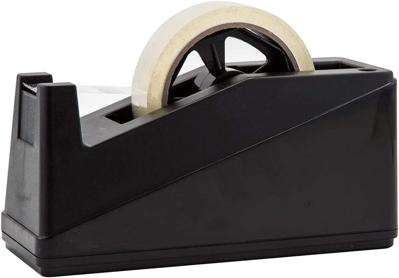 Royal Imports Desktop Tape Dispenser Adhesive Roll Holder (Fits 1" & 3" Core) Heavy Duty Premium for Office, Home, School, Library, Crafts, Moving, Giftwrapping with Weighted Nonskid Base, Black
