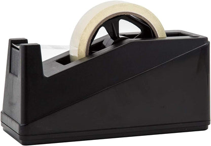 Royal Imports Desktop Tape Dispenser Adhesive Roll Holder (Fits 1" & 3" Core) Heavy Duty Premium for Office, Home, School, Library, Crafts, Moving, Giftwrapping with Weighted Nonskid Base, Black