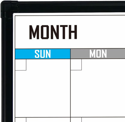 XBoard Dry Erase Calendar Whiteboard 28 X 20 - Combo White Board Calendar Monthly, Magnetic White Board + Corkboard with Black Aluminum Frame