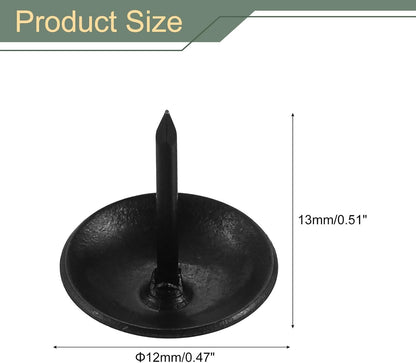 uxcell 200 Pcs Upholstery Tacks, 12 x 13mm Round Head Upholstery Nails Pins Vintage Decorative Furniture Tacks for Chairs Sofas Beds DIY Project, Black