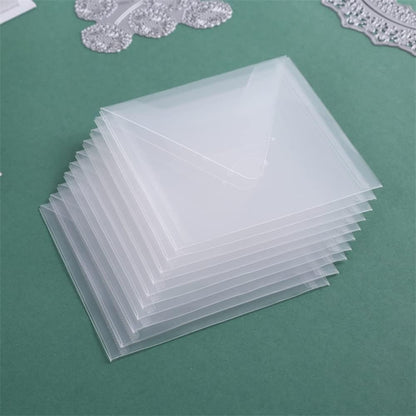 10 Pack Large Stamp & Die Storage Pockets Reusable Clear Plastic Seal Bags Storage Case for Cutting Dies Stencil Album Stamp Crafts Paper Card Craft Stamping Die Cuts Organizer Holder 4.75X4.75inch