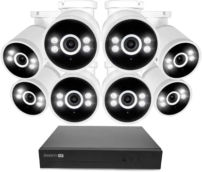 Swann AdvancedX Wired NVR 4K Security Camera System, 8 Channels, 8 PoE Cameras Outdoor, 1TB HDD Storage, Color Night Vision, Smart AI Video Analytics/Alerts, Motion Detection, 24/7 Recording
