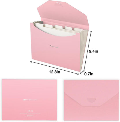 Blue Lake ECOLIFE Expanding File Folder Accordion Folders ECO Friendly 6 Pocket Organizer Pink