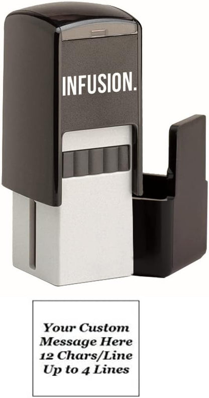 Infusion Self-Inking Custom Rubber Stamp (Personal or Business Use) - Choose from 16 Colors (13/16" x 13/16")