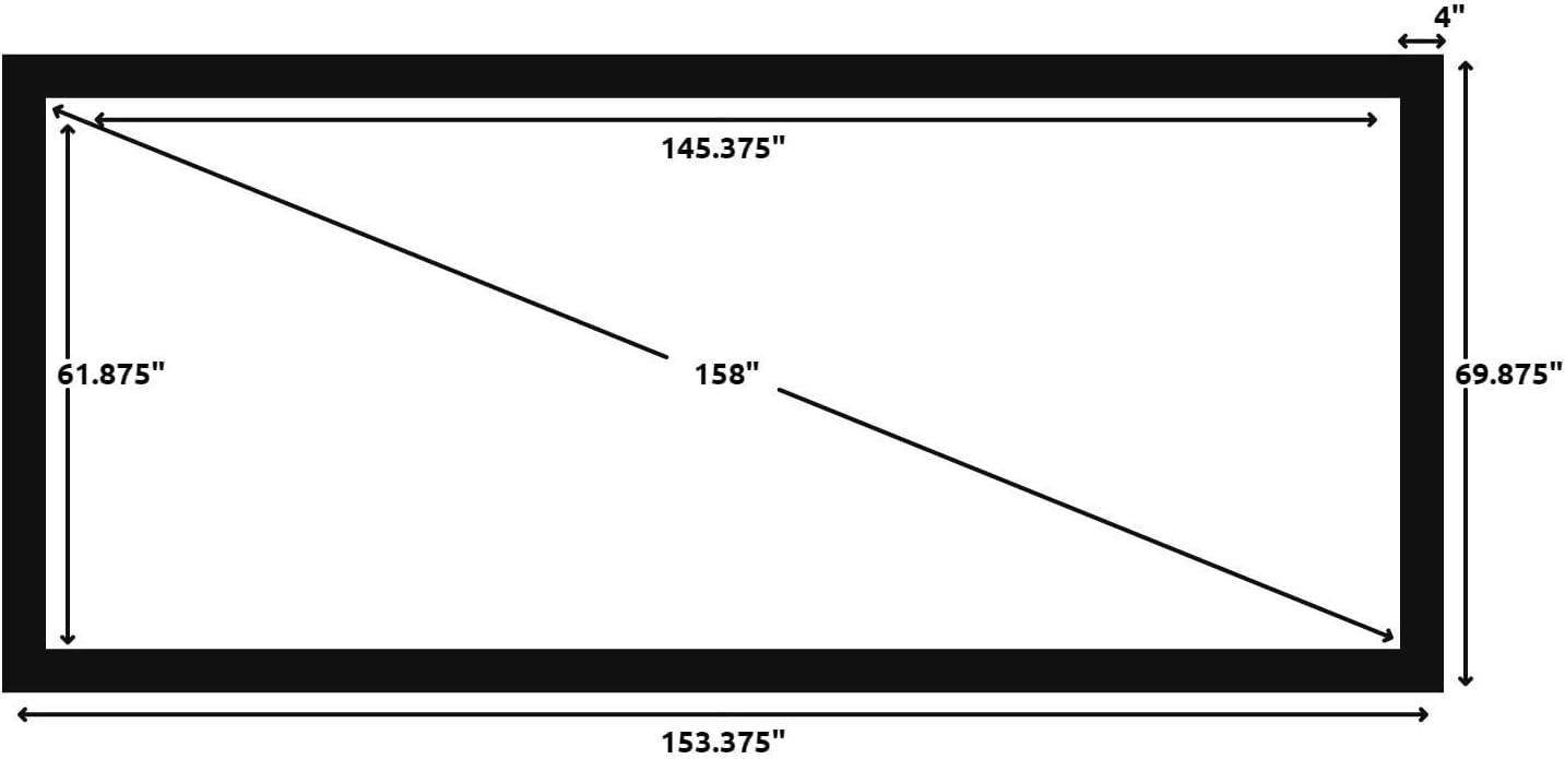 Silver Ticket Products STR Series 6 Piece Home Theater Fixed Frame 4K / 8K Ultra HD, HDTV, HDR & Active 3D Movie Projection Screen, 2.35:1 Format, 158" Diagonal, Woven Acoustic Material STR-235158-WAB