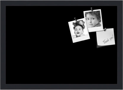 PinPix 20x14 Inch Cork Bulletin Board. This Decorative Framed Pin Board Comes with Solid Black Design and a Satin Black Frame. Ideal for Home Office Decor or Message Board (PinPix-622)