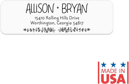 Black and White Botanical Rolled Address Labels / 250 Personalized Return Address Labels/Designer Address Stickers in Elegant Plastic Dispenser