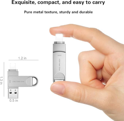 USB 256GB Flash Drive Photo Stick for Phone External Storage DEZOBYTE Compatible for i-Phone Pad Android USB C PC MS02 Silver