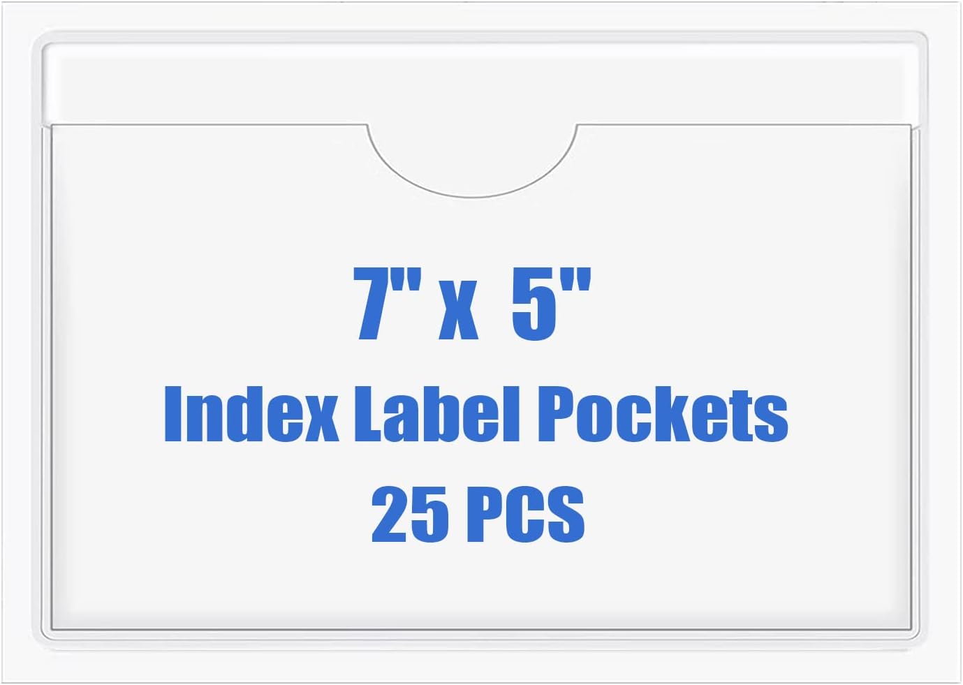 Origin-Joy 25 PCS Self-Adhesive Index Label Pockets, Clear Plastic Peel & Stick Card Holders with Top Open for Loading (7 x 5 inch)