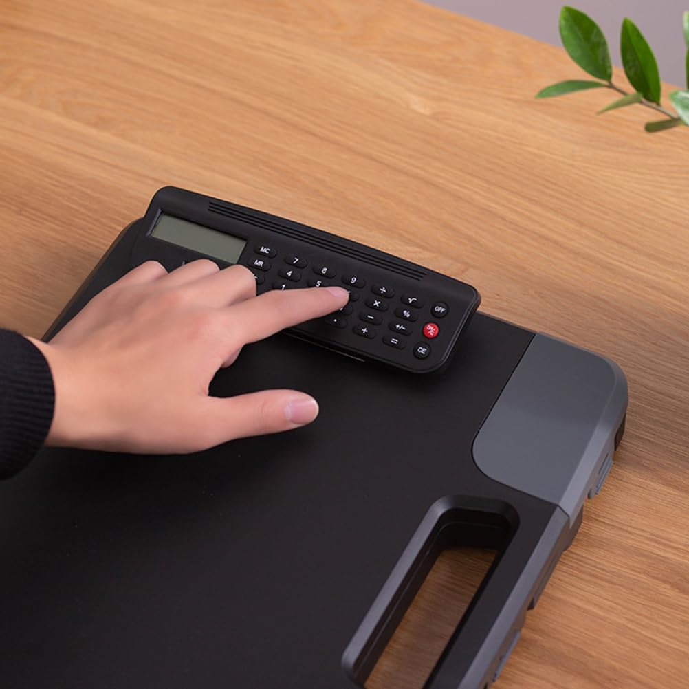 Cabilock Box Binder Portfolio Writing Pad Paper Storage Box Clipboard with Calculator A4 Clipboard A4 Files Storage Holder Writing Board Storage Rack Document Clipboard Case A4