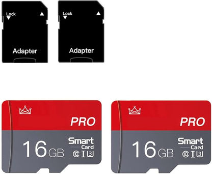 Micro Memory Card 16GB 2-Pack Memory Cards 16GB with Adapter Class 10 High Speed Mini TF SD Card for Smartphones/Camera/Tablet 2-PCS