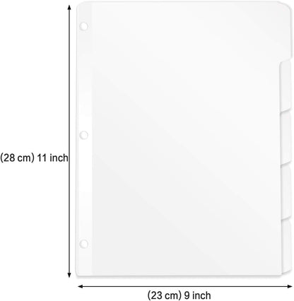 5-Tab Binder Dividers, HERKKA 3 Ring Binder Dividers with Reinforced Edge, 3 Hole Punch Section Index Dividers for Binders, 1/5-Cut Tabs, Letter Size, White, 120 Dividers