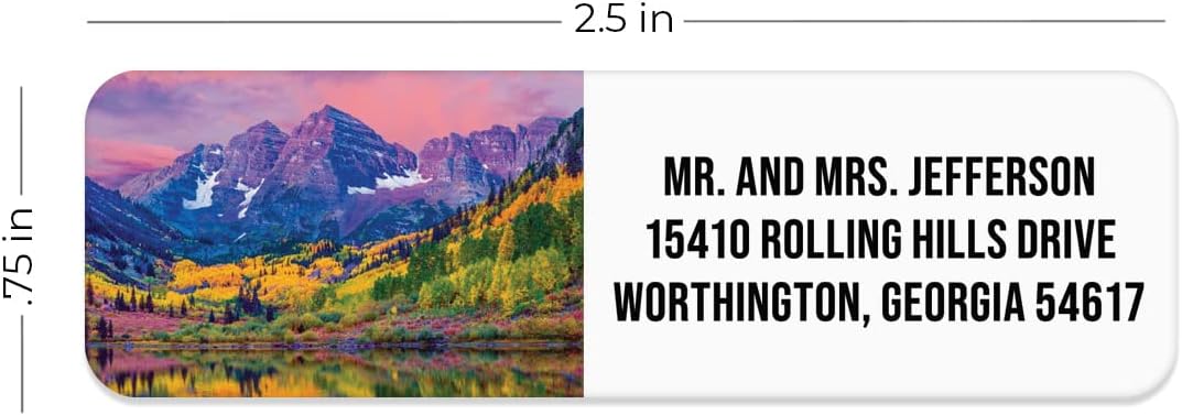 Scenic Landscape Rolled Address Labels / 250 Personalized Return Address Labels/Designer Address Stickers in Elegant Plastic Dispenser