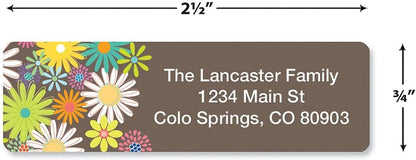 Colorful Images Petite Flowers Rolled Personalized Return Address Mailing Labels with Dispenser, Customize with Name & Shipping Address, 500 ¾” x 2½” Self Adhesive, Easy Peel Label Roll