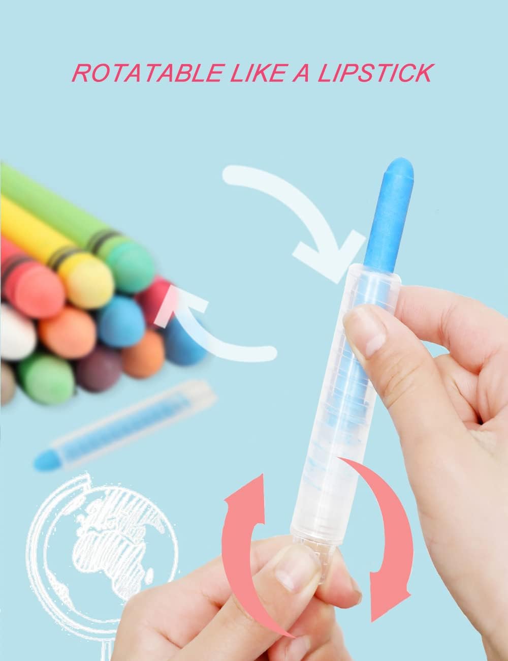 Non-toxic Dustless Chalk With Holder for Kids Colored Chalk Whiteboard Art Tool for Blackboard Kids Children Drawing Writing,12PCS