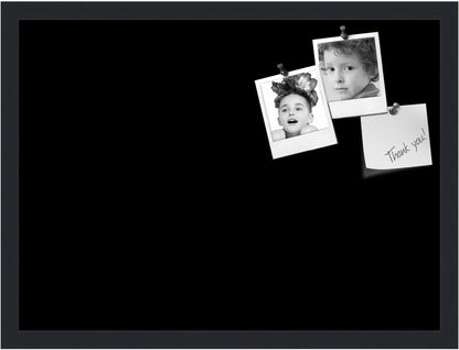 PinPix 23x17 Inch Cork Bulletin Board. This Decorative Framed Pin Board Comes with Solid Black Design and a Satin Black Frame. Ideal for Home Office Decor or Message Board (PinPix-622)