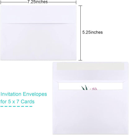 Joyberg 50 Packs 5x7 Envelopes, White A7 Envelopes for Invitations, Printable, Self Seal for Weddings, Invitations, Photos, Postcards, Greeting Cards, Mailing