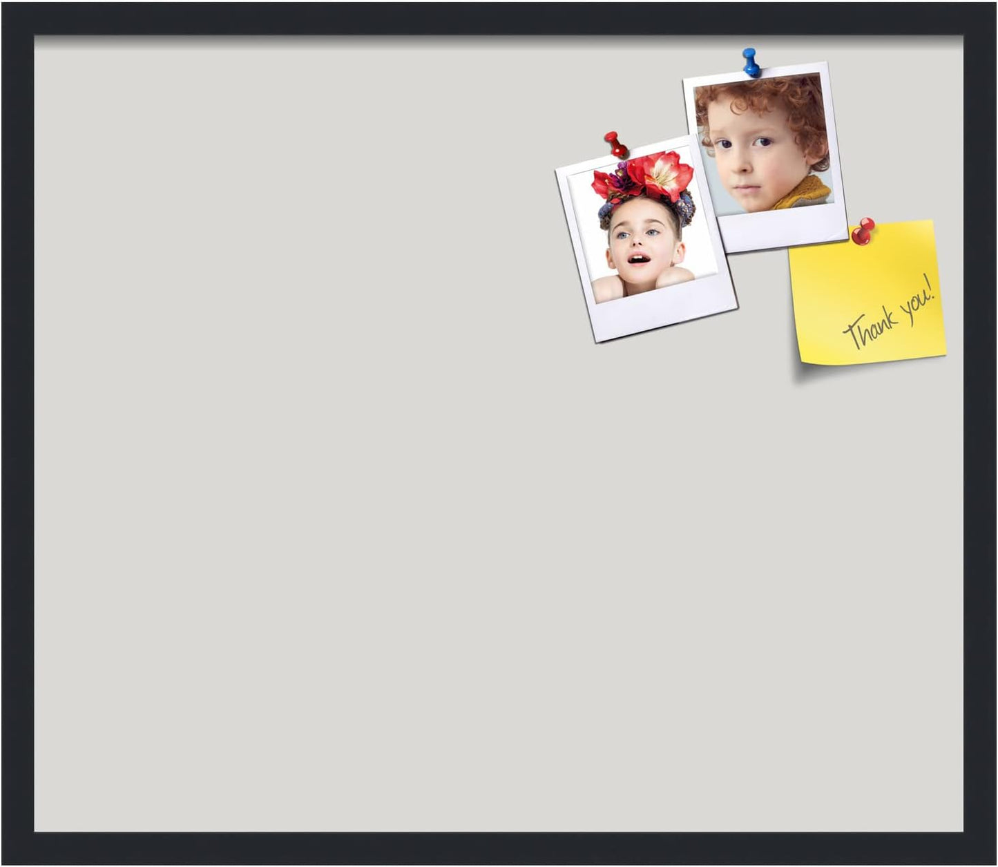 PinPix 28x24 Inch Cork Bulletin Board. This Decorative Framed Pin Board Comes with Light Stone Design and a Satin Black Frame. Ideal for Home Office Decor or Message Board (PinPix-1809)