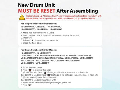 DR820 DR-820 Drum Unit Black 2 Pack Compatible Replacement for Brother DR820 DR 820 DR-820 for HL-L6200DW HLL6200DW L6200DW MFC-L5850DW MFC-L5900DW MFC-L5700DW HL-L5200DW L5200DWT Printer Ink