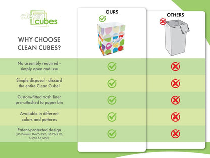 | 13 Gallon Disposable Trash Cans (6-Pack) with Fitted Trash Bags - Reusable Garbage and Recycling Bins for Parties, Events, and More (Birthday - 17" Height x 13.5" Width x 10" Depth)