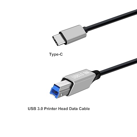 USB 3.0 Printer Cable Super Speed 5Gbps USB 3.0 Type C to B Male Cable for Scanner, External Hard Drives, Multifunction Printers etc (Typ C Silvery, 1 m)