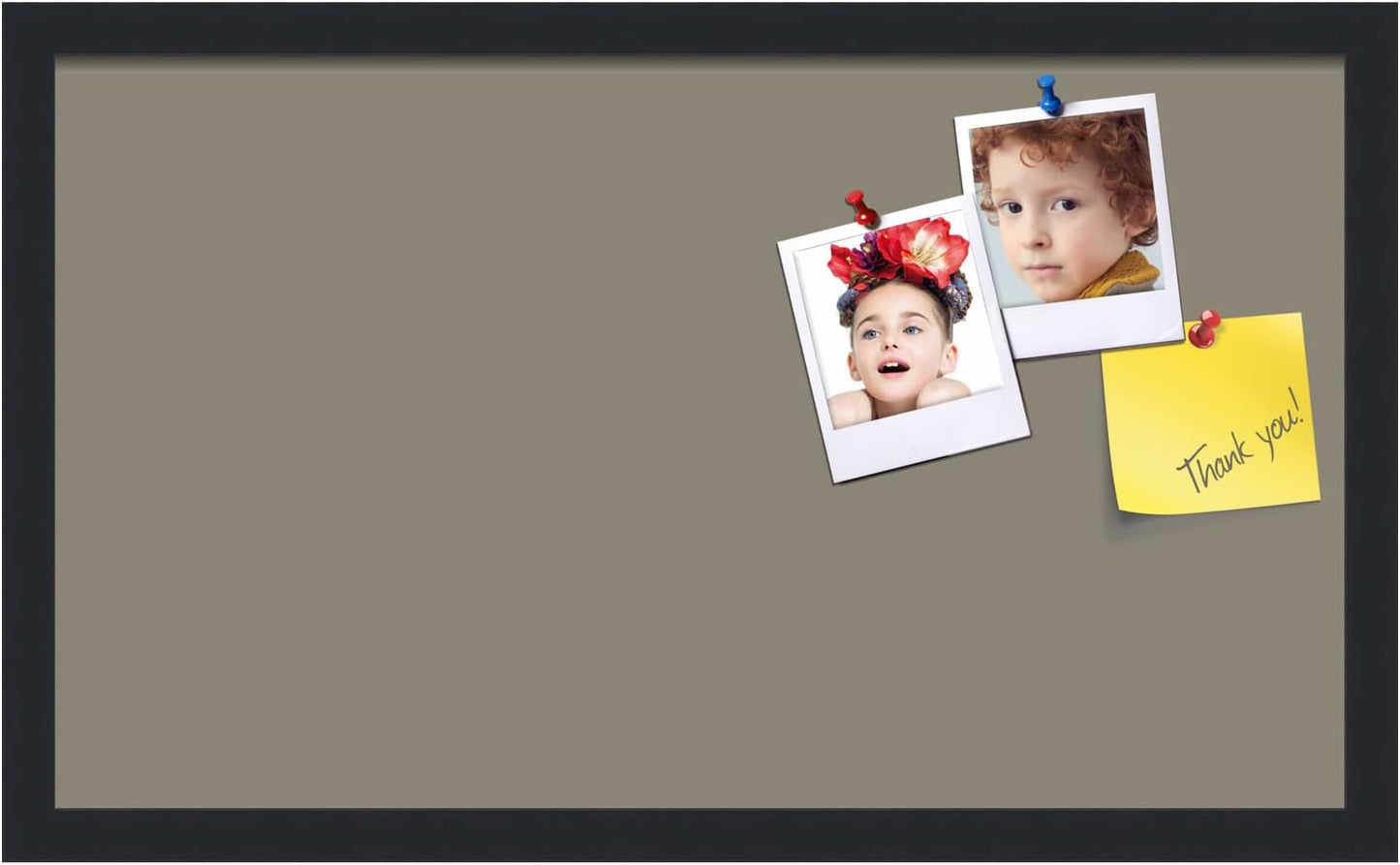 PinPix 24x14 Inch Cork Bulletin Board. This Decorative Framed Pin Board Comes with Pewter Design and a Satin Black Frame. Ideal for Home Office Decor or Message Board (PinPix-1812)