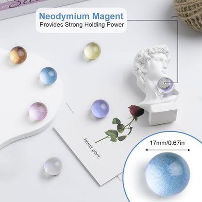 rhinocats 12Pcs Fridge Magnets, Locker Decor,Colorful Decorative Sparkling hemispheric Refrigerator Magnets, Cute Strong Whiteboard Magnets for Kitchen Office