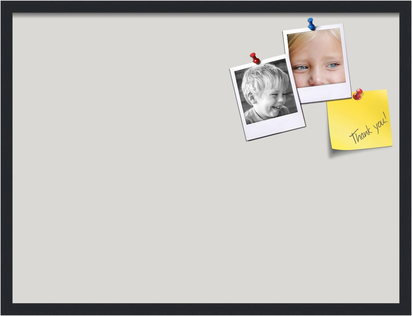 PinPix 32x24 Inch Cork Bulletin Board. This Decorative Framed Pin Board Comes with Light Stone Design and a Satin Black Frame. Ideal for Home Office Decor or Message Board (PinPix-1809)