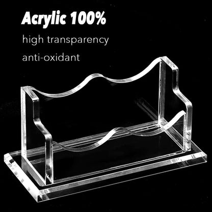 PARTSPOWER 4 Packs Acrylic Business Card Holders for Desk, Horizontal Clear Business Name Card Display Stand, Desk Accessory Business Name Card Organizer (Horizontal, 1-Slot)