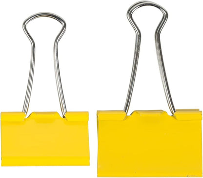 JAM PAPER Colorful Binder Clips Assortment - Medium & Large Size - Yellow Binderclips - 27 Clips/Pack