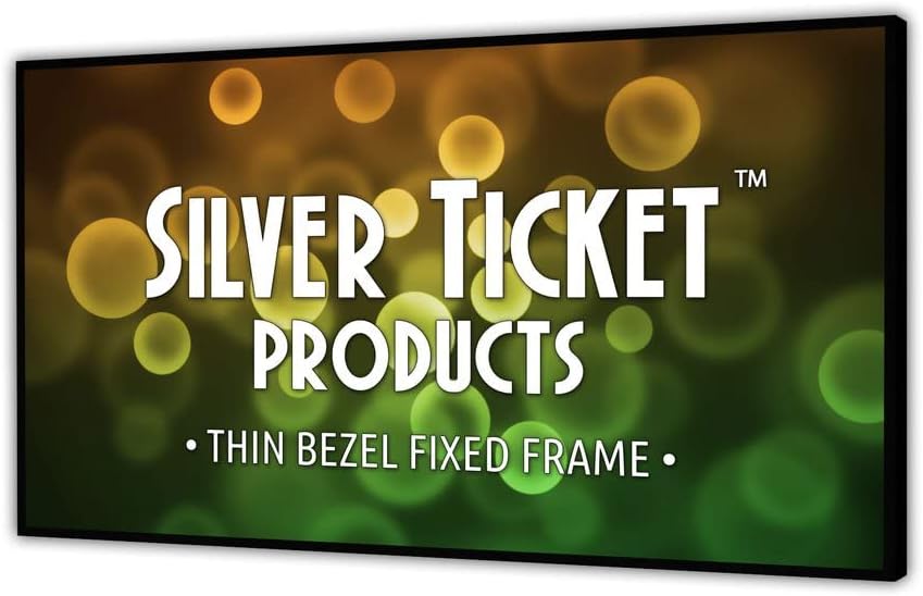 Silver Ticket Products S7 Series 6 Piece Thin Bezel Home Theater Fixed Frame 4K/8K Ultra HD, HDTV, HDR & Active 3D Projection Screen, 16:9 Format, 128" Diagonal, White Material S7-169128
