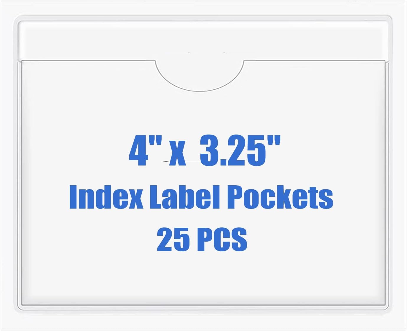 Origin-Joy 25 PCS Self-Adhesive Index Label Pockets, Clear Plastic Peel & Stick Card Holders with Top Open for Loading (4 x 3.25 inch)