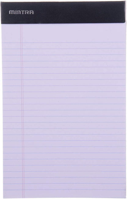 Mintra Office Legal Pads - ((BASIC PASTEL 6pk, 5in X 8in, NARROW RULED)) - 50 Sheets per Notepad, Micro perforated Writing Pad, Notebook Paper for School, College, Office, Professional