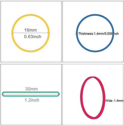 Rubber Bands Small Mini Elastic Band Yellow Blue Green Red 1300pcs Rubber Band 1.2inch Office Supplies Home Inside Diameter 0.63in (Multicolour)