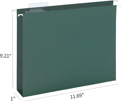 HERKKA Extra Capacity Hanging File Folders, 30 Pack Reinforced Hang Folders with Heavy Duty 1 Inch Expansion, Designed for Bulky Files, Medical Charts, Letter Size, Green