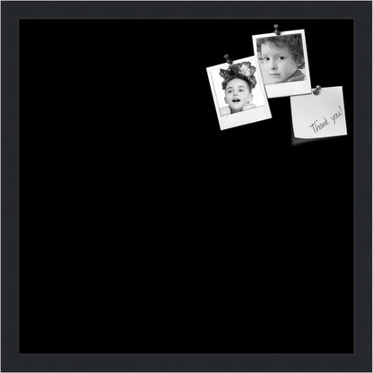 PinPix 18x18 Inch Cork Bulletin Board. This Decorative Framed Pin Board Comes with Solid Black Design and a Satin Black Frame. Ideal for Home Office Decor or Message Board (PinPix-622)